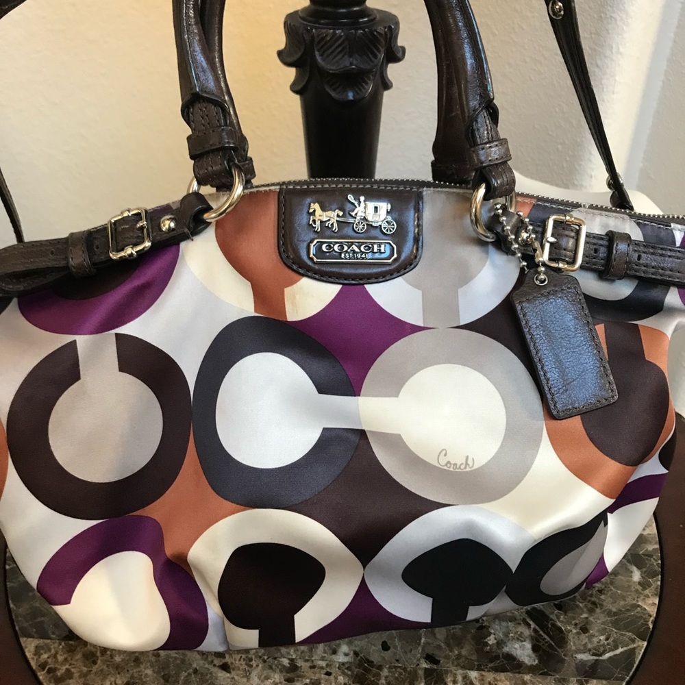 Coach Satin Purple Purse with FREE Coach keychain!